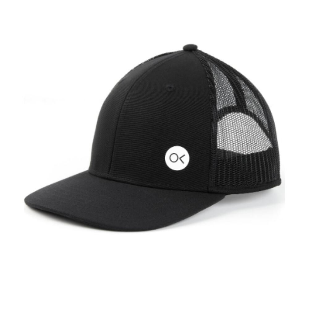 Outerknown Men's OK Dot Trucker Hat OS Pitch Black Mesh Snapback